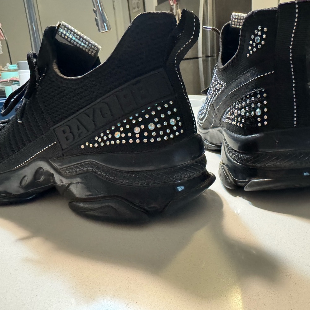 Black Rhinestone Sneakers for Women